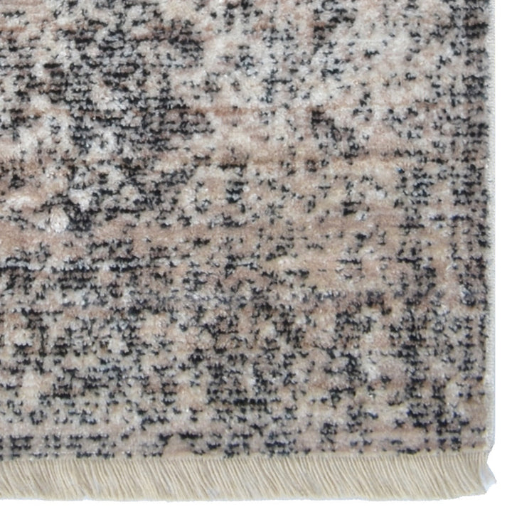 Machine Woven Crossweave Polyester Area Rug Oriental Brown M00080