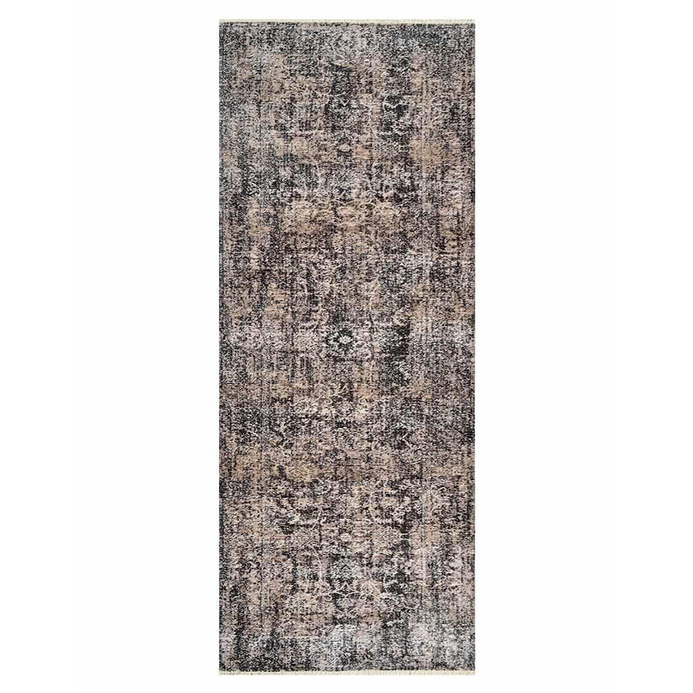 Machine Woven Crossweave Polyester Area Rug Oriental Brown M00080