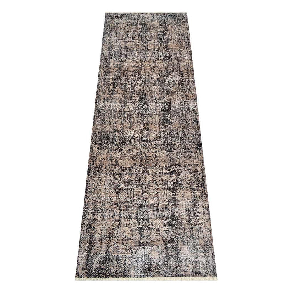 Machine Woven Crossweave Polyester Area Rug Oriental Brown M00080