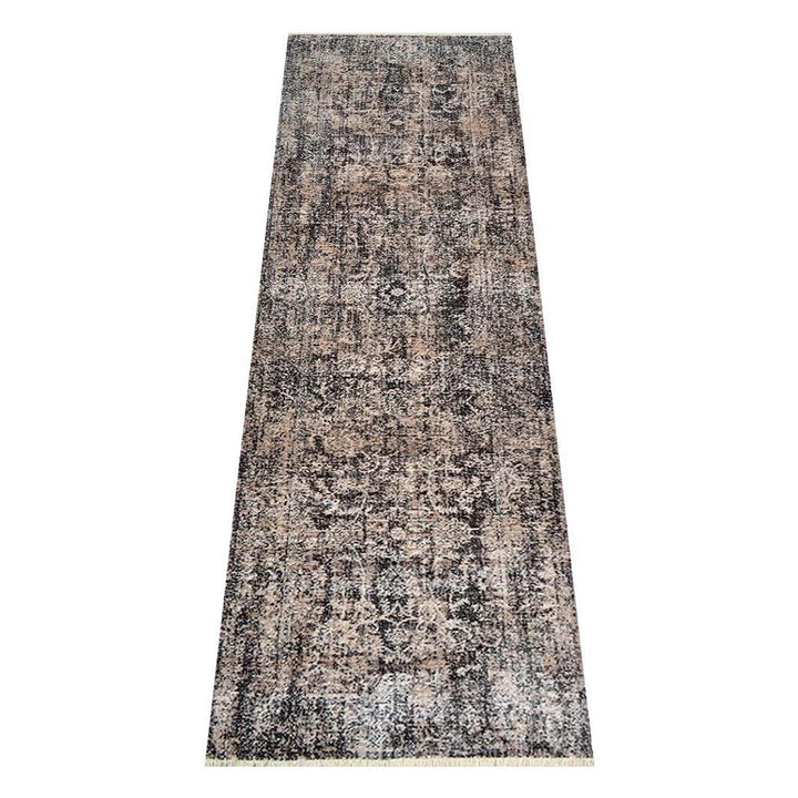 Machine Woven Crossweave Polyester Area Rug Oriental Brown M00080