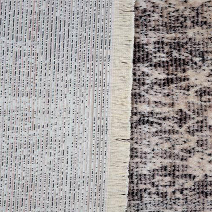 Machine Woven Crossweave Polyester Area Rug Oriental Brown M00080