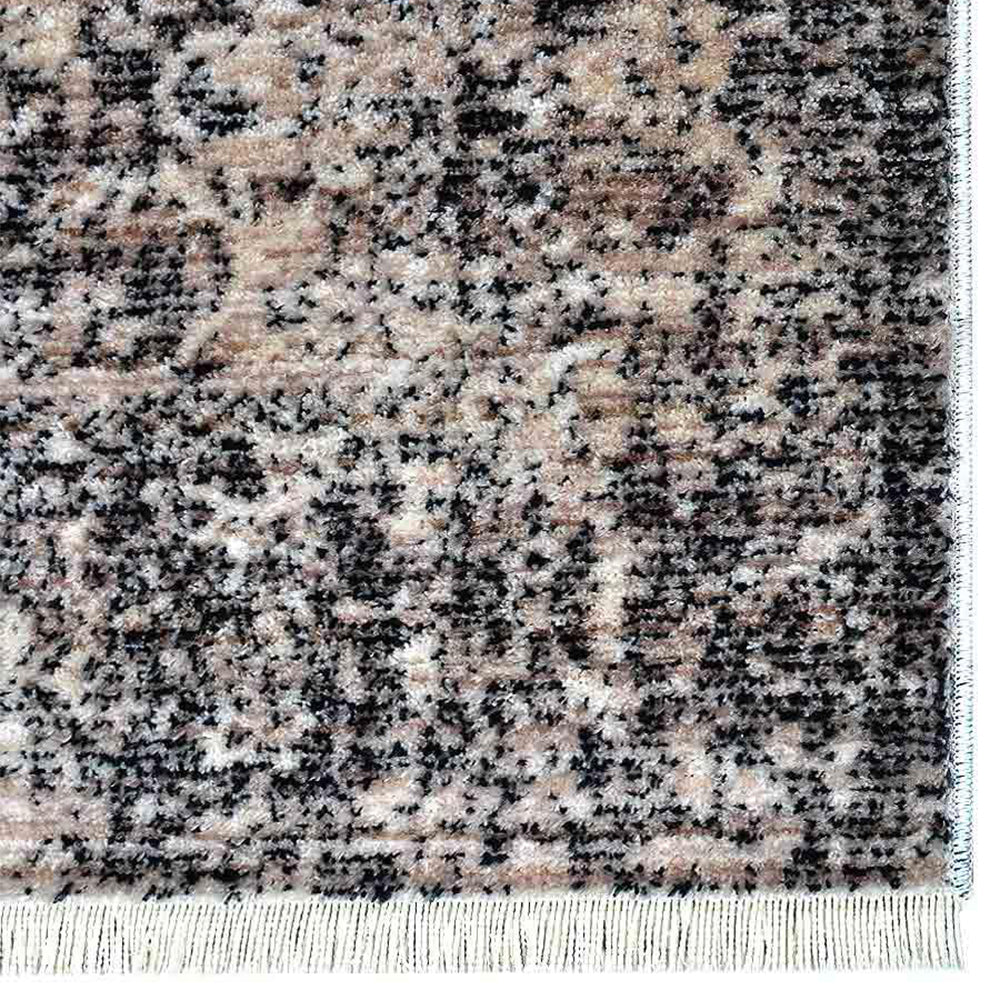 Machine Woven Crossweave Polyester Area Rug Oriental Brown M00080