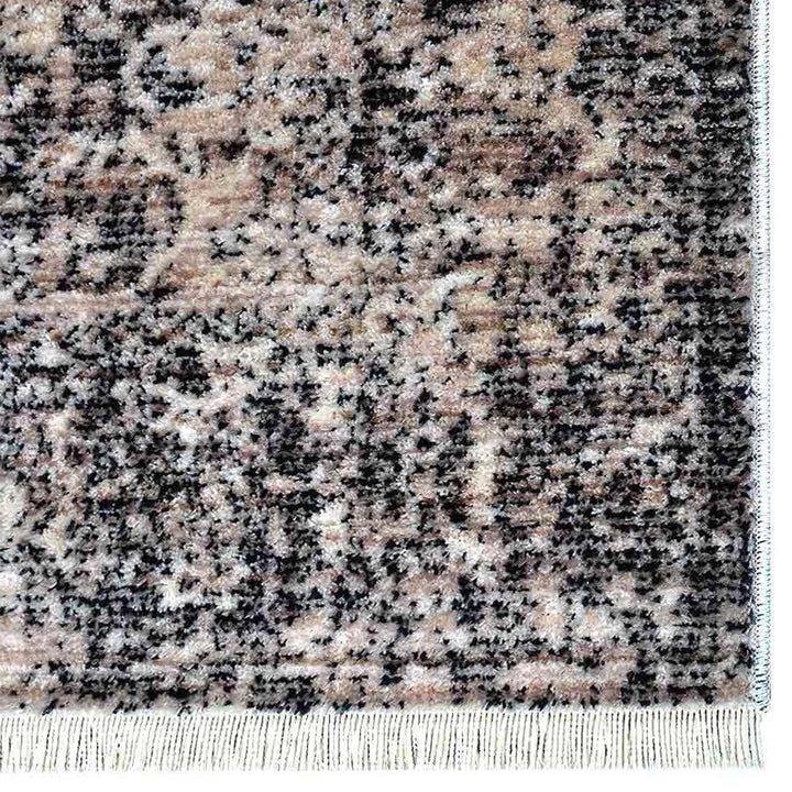 Machine Woven Crossweave Polyester Area Rug Oriental Brown M00080