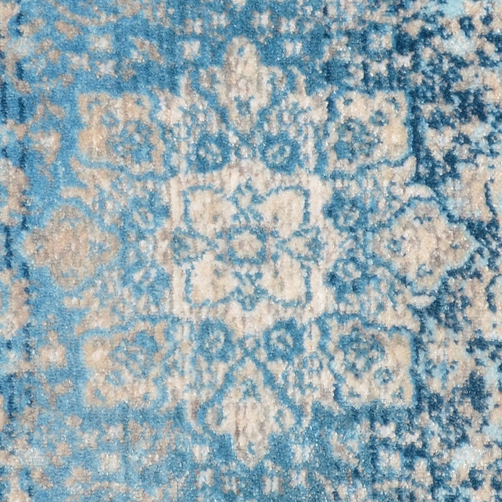 Machine Woven Crossweave Polyester Area Rug Oriental Blue M00082