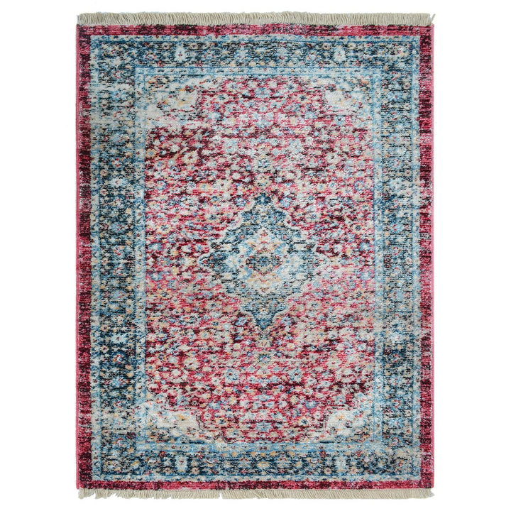 Machine Woven Crossweave Polyester Area Rug Oriental Red M00083