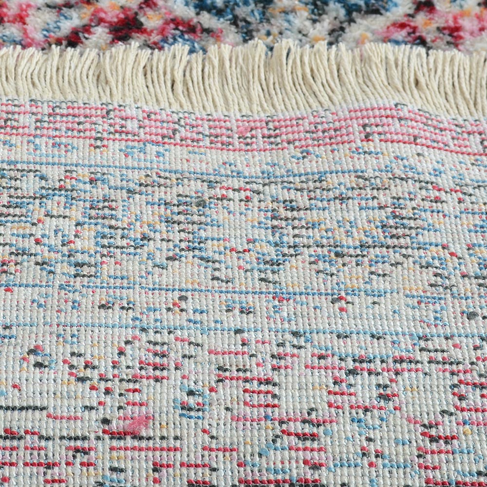 Machine Woven Crossweave Polyester Area Rug Oriental Red M00083