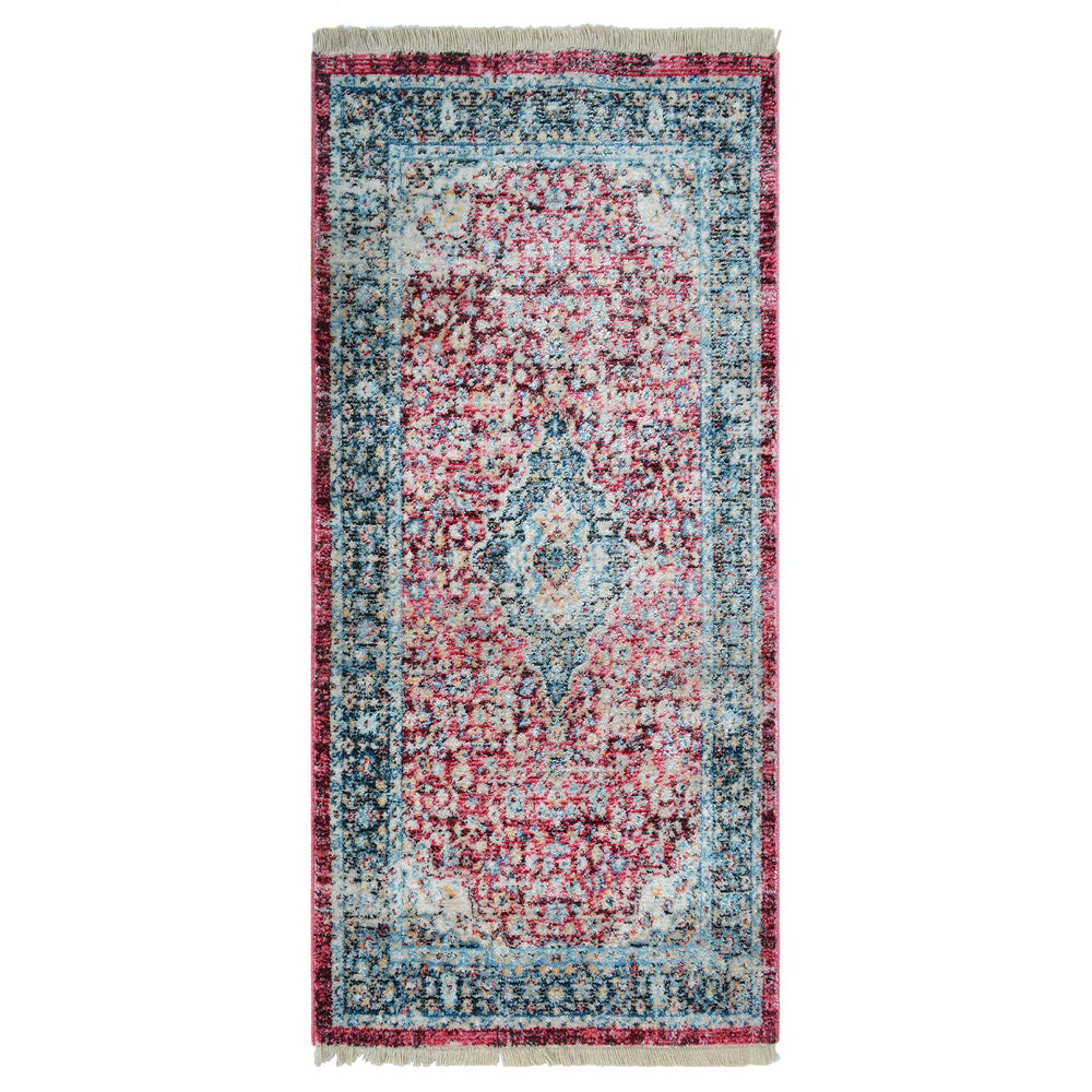 Machine Woven Crossweave Polyester Area Rug Oriental Red M00083