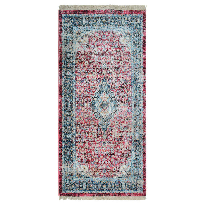 Machine Woven Crossweave Polyester Area Rug Oriental Red M00083