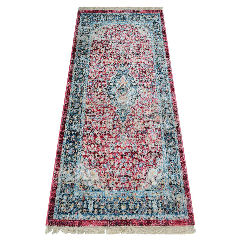 Machine Woven Crossweave Polyester Area Rug Oriental Red M00083
