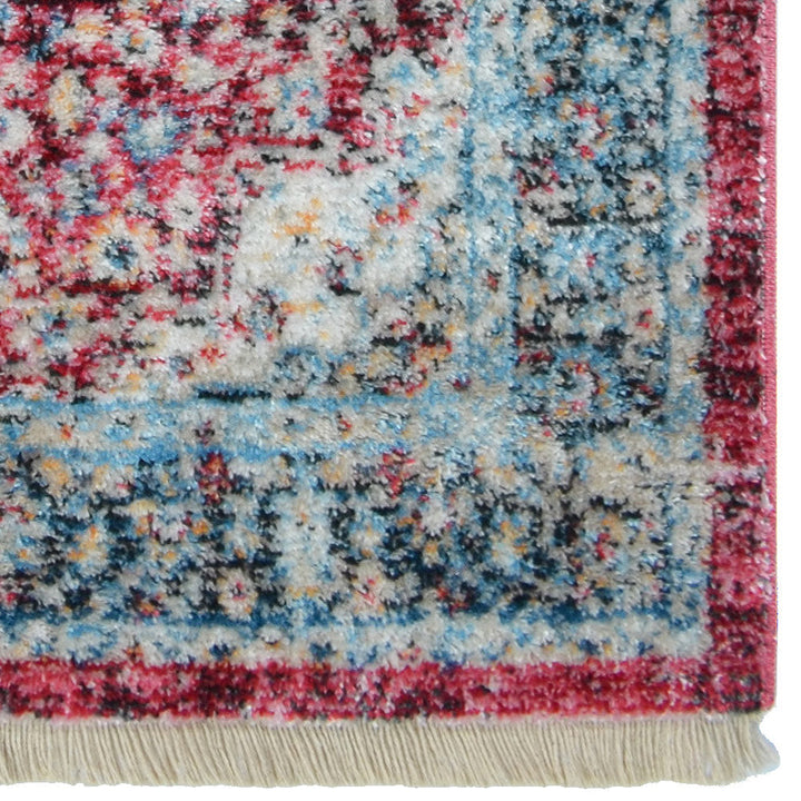Machine Woven Crossweave Polyester Area Rug Oriental Red M00083