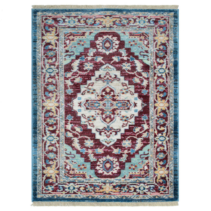 Machine Woven Crossweave Polyester Area Rug Oriental Red M00084