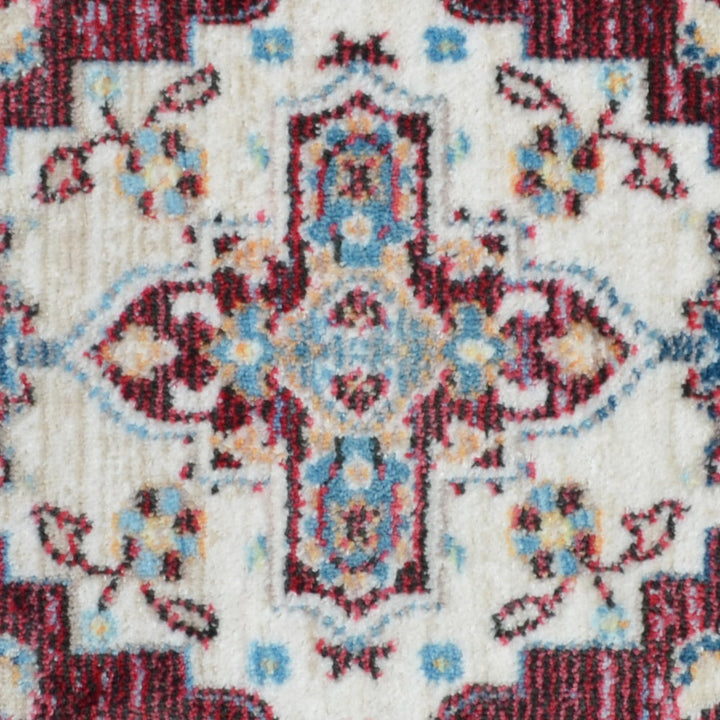Machine Woven Crossweave Polyester Area Rug Oriental Red M00084