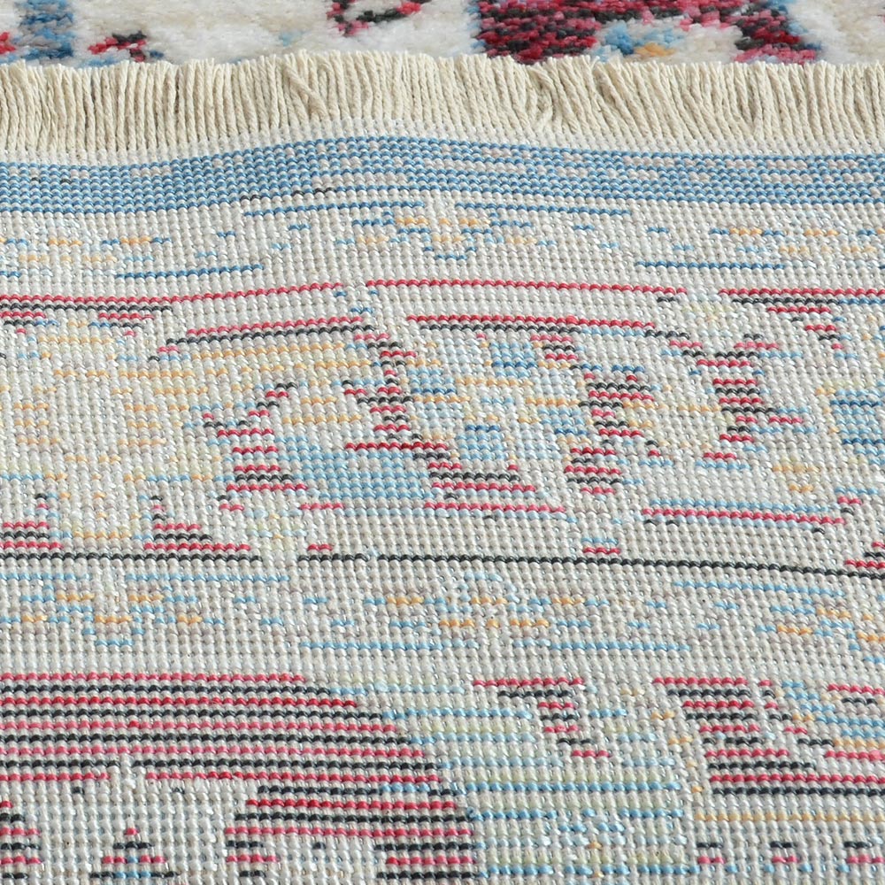 Machine Woven Crossweave Polyester Area Rug Oriental Red M00084
