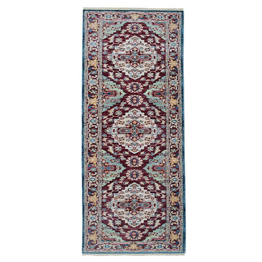 Machine Woven Crossweave Polyester Area Rug Oriental Red M00084