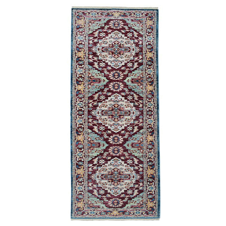 Machine Woven Crossweave Polyester Area Rug Oriental Red M00084