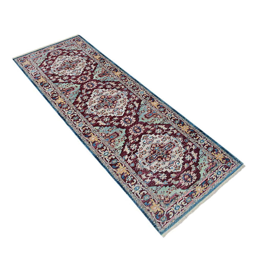 Machine Woven Crossweave Polyester Area Rug Oriental Red M00084