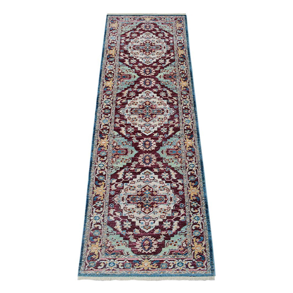 Machine Woven Crossweave Polyester Area Rug Oriental Red M00084