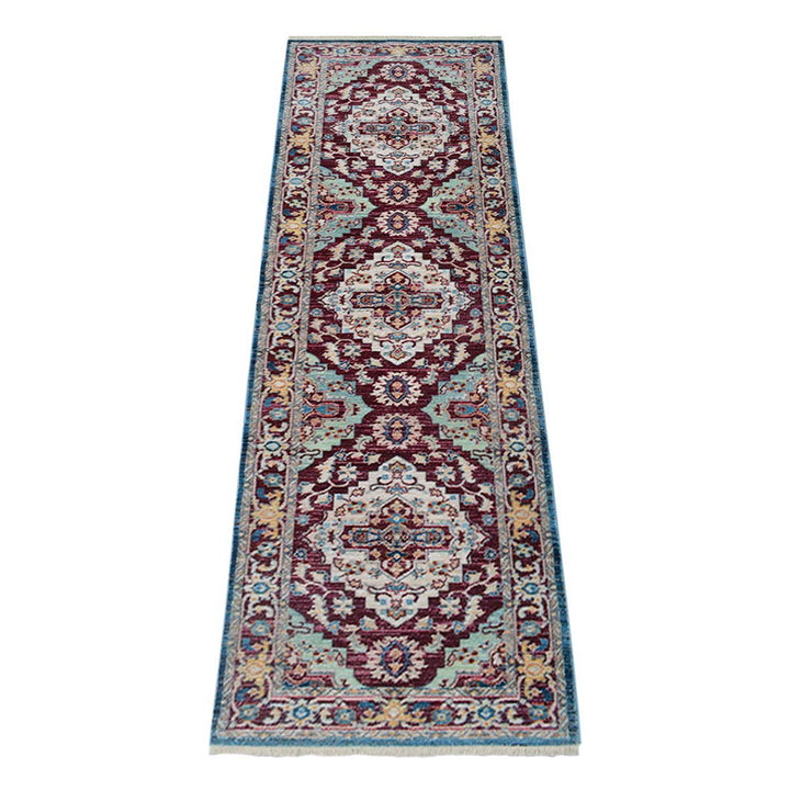 Machine Woven Crossweave Polyester Area Rug Oriental Red M00084