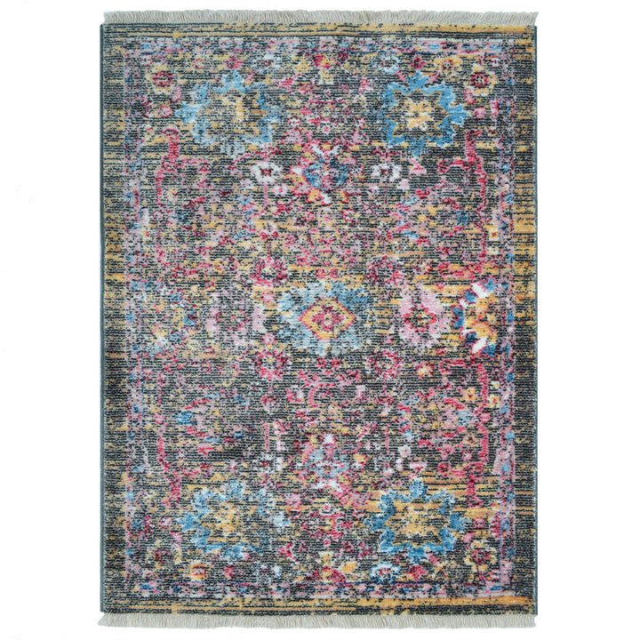 Machine Woven Crossweave Polyester Area Rug Oriental Multicolor M00086