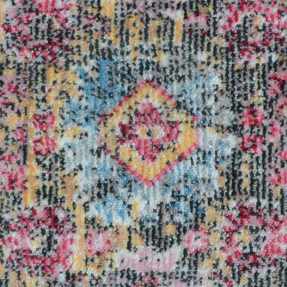 Machine Woven Crossweave Polyester Area Rug Oriental Multicolor M00086