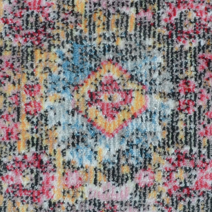 Machine Woven Crossweave Polyester Area Rug Oriental Multicolor M00086