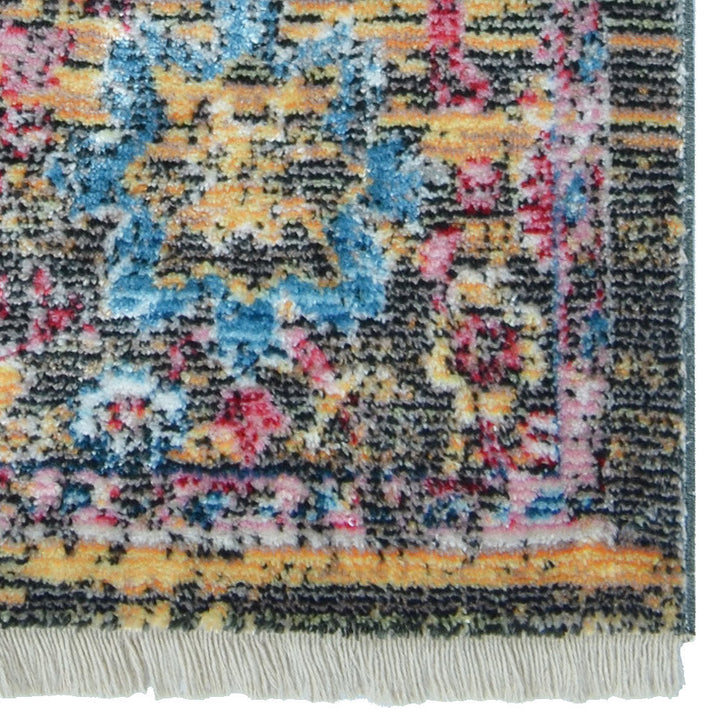 Machine Woven Crossweave Polyester Area Rug Oriental Multicolor M00086