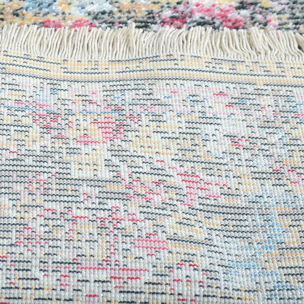 Machine Woven Crossweave Polyester Area Rug Oriental Multicolor M00086