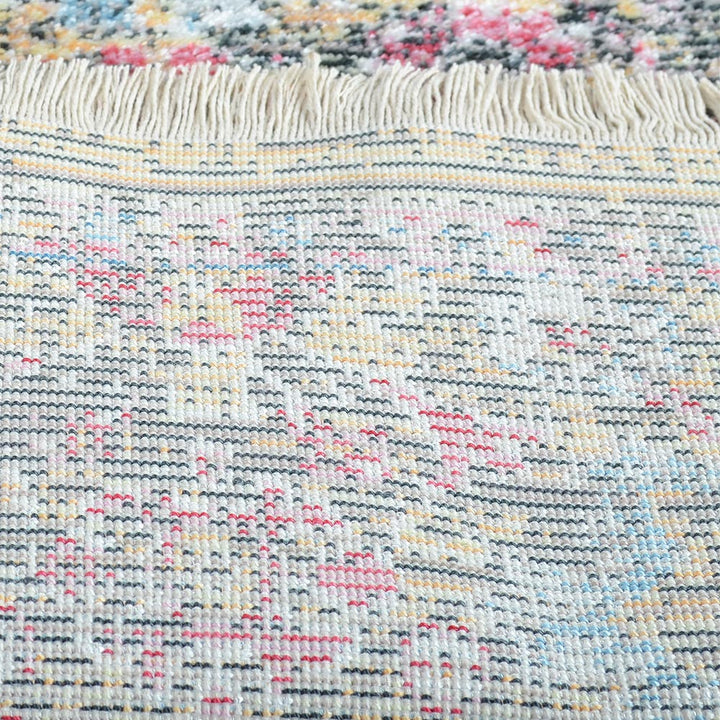 Machine Woven Crossweave Polyester Area Rug Oriental Multicolor M00086