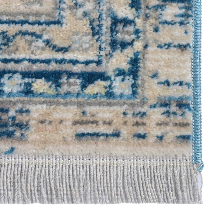 Machine Woven Crossweave Polyester Area Rug Oriental Gray Blue M00087