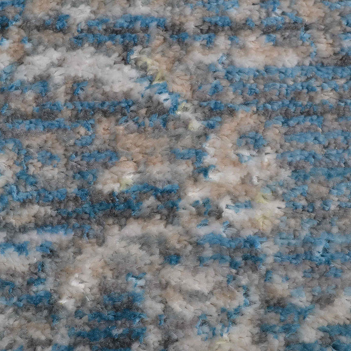 Machine Woven Crossweave Polyester Area Rug Oriental Gray Blue M00087
