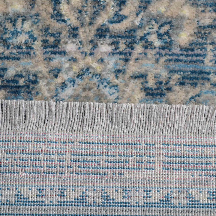 Machine Woven Crossweave Polyester Area Rug Oriental Gray Blue M00087