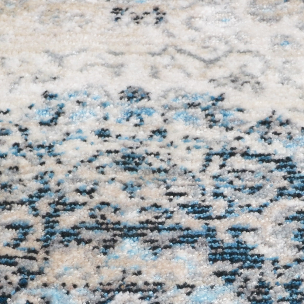 Machine Woven Crossweave Polyester Area Rug Oriental Gray Blue M00087