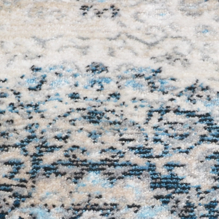 Machine Woven Crossweave Polyester Area Rug Oriental Gray Blue M00087