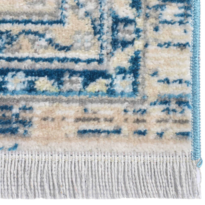 Machine Woven Crossweave Polyester Area Rug Oriental Gray Blue M00087
