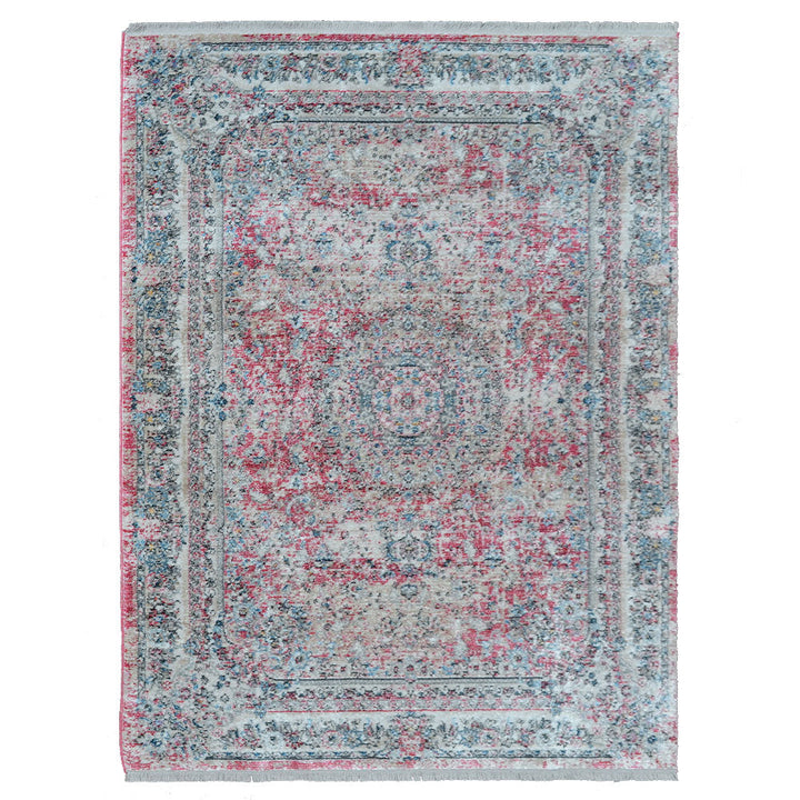 Machine Woven Crossweave Polyester Area Rug Oriental Multicolor M00088