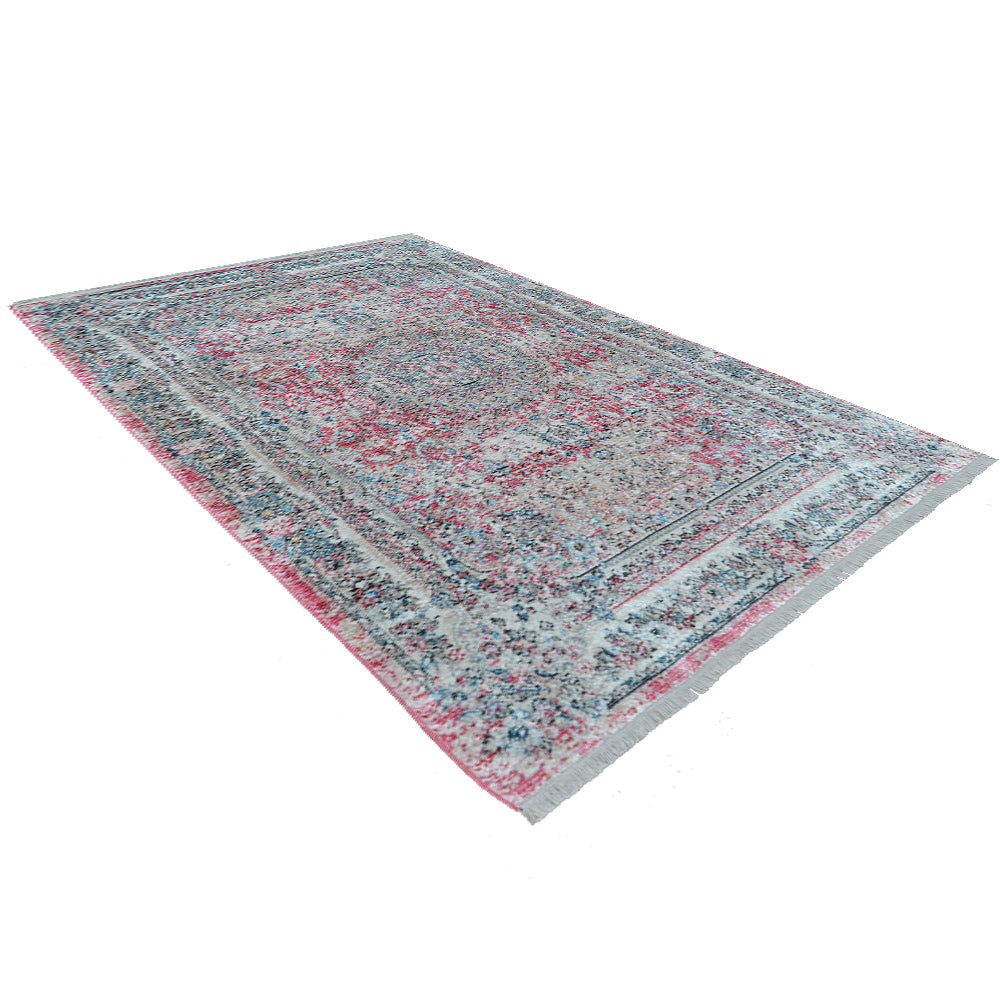 Machine Woven Crossweave Polyester Area Rug Oriental Multicolor M00088