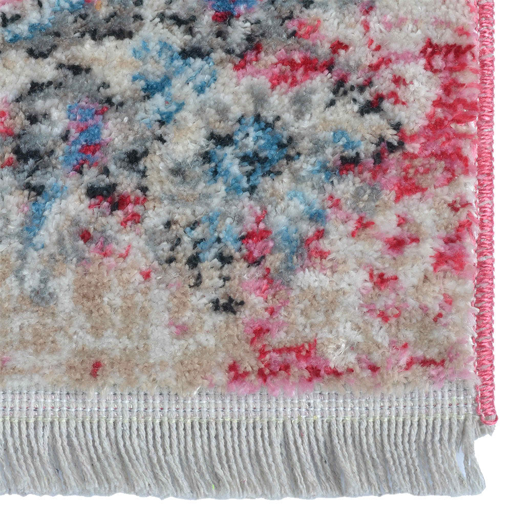 Machine Woven Crossweave Polyester Area Rug Oriental Multicolor M00088