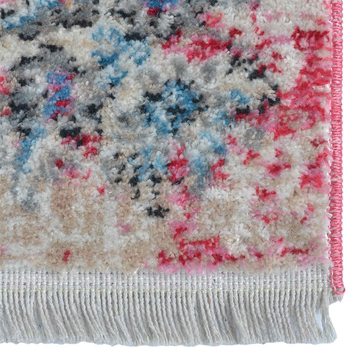 Machine Woven Crossweave Polyester Area Rug Oriental Multicolor M00088