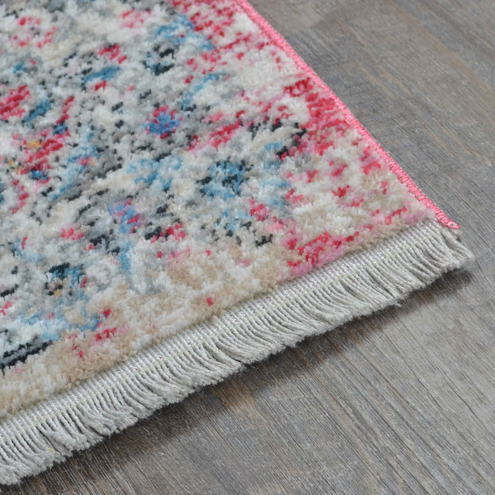 Machine Woven Crossweave Polyester Area Rug Oriental Multicolor M00088