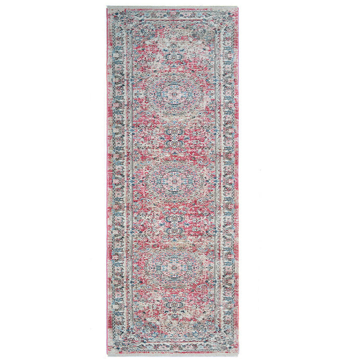 Machine Woven Crossweave Polyester Area Rug Oriental Multicolor M00088