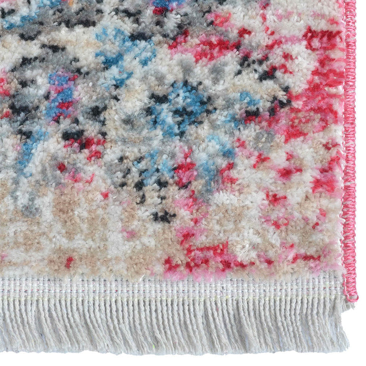 Machine Woven Crossweave Polyester Area Rug Oriental Multicolor M00088