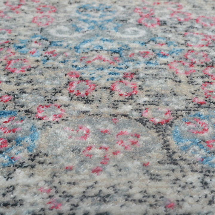 Machine Woven Crossweave Polyester Area Rug Oriental Beige Blue M00089