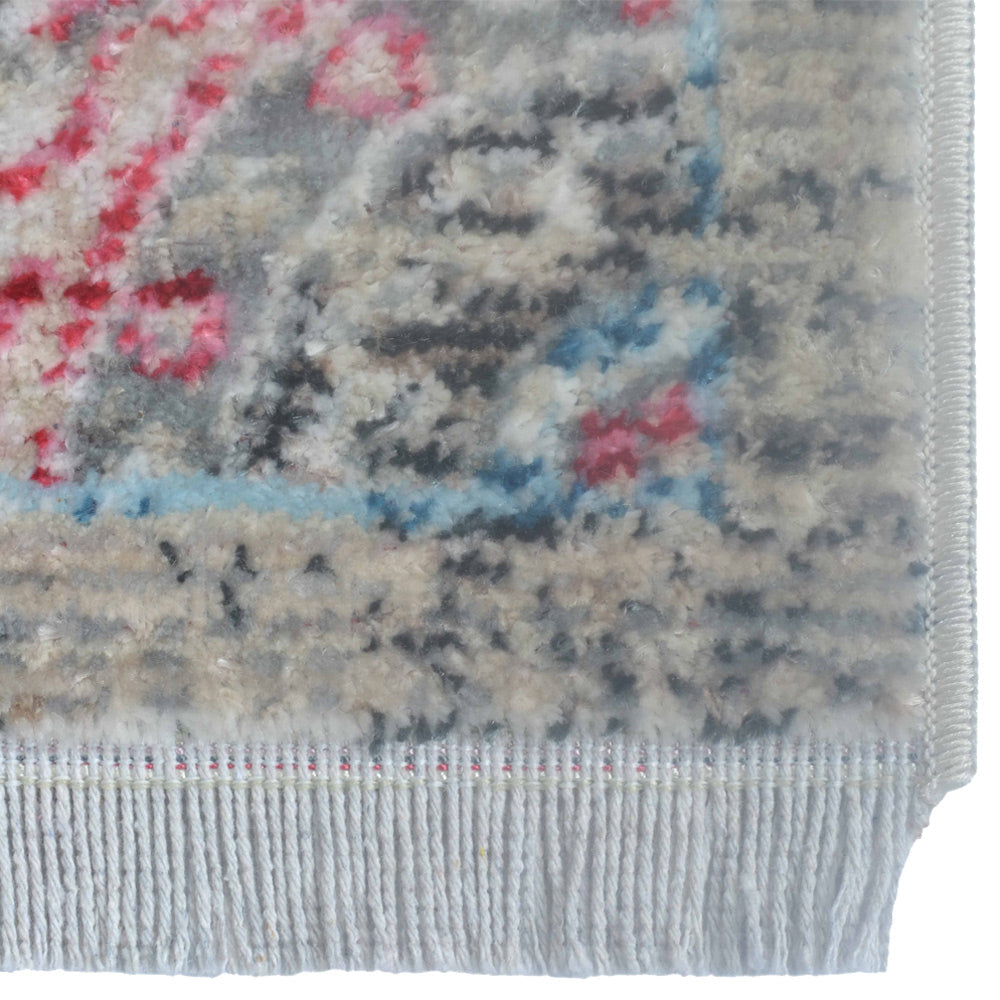 Machine Woven Crossweave Polyester Area Rug Oriental Beige Blue M00089