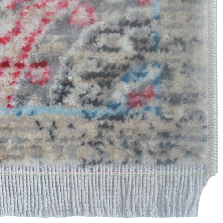 Machine Woven Crossweave Polyester Area Rug Oriental Beige Blue M00089