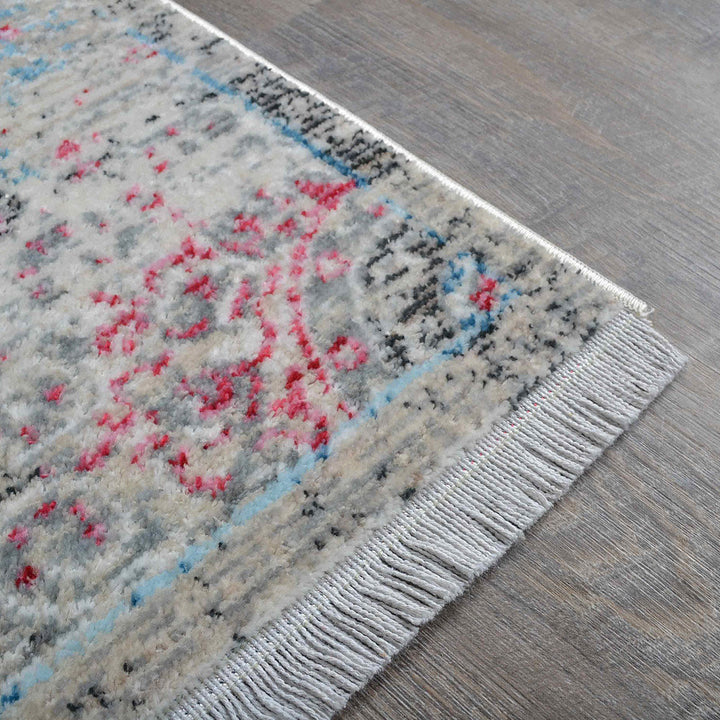 Machine Woven Crossweave Polyester Area Rug Oriental Beige Blue M00089