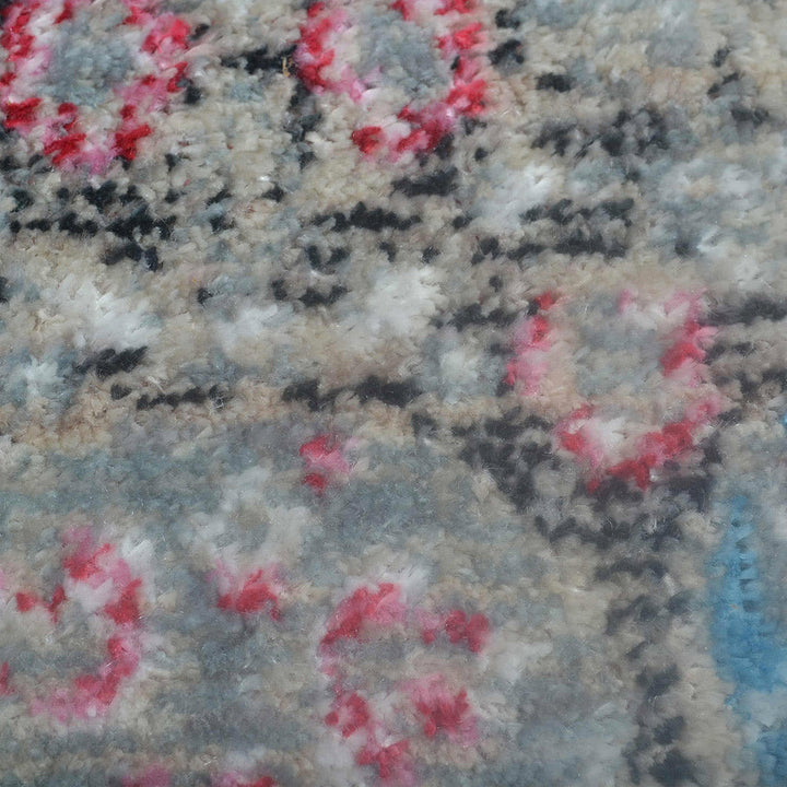 Machine Woven Crossweave Polyester Area Rug Oriental Beige Blue M00089