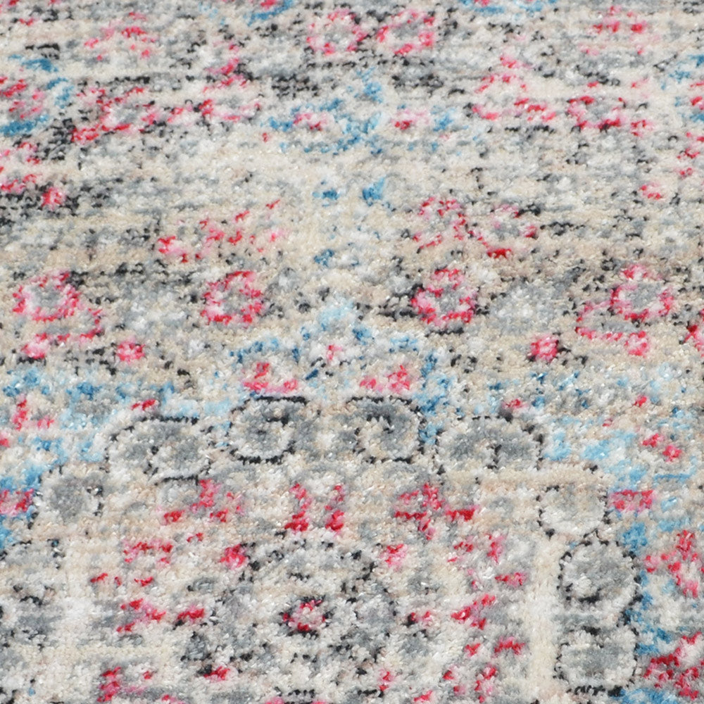 Machine Woven Crossweave Polyester Area Rug Oriental Beige Blue M00089