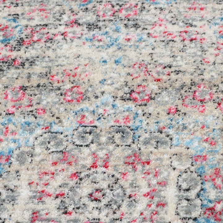 Machine Woven Crossweave Polyester Area Rug Oriental Beige Blue M00089