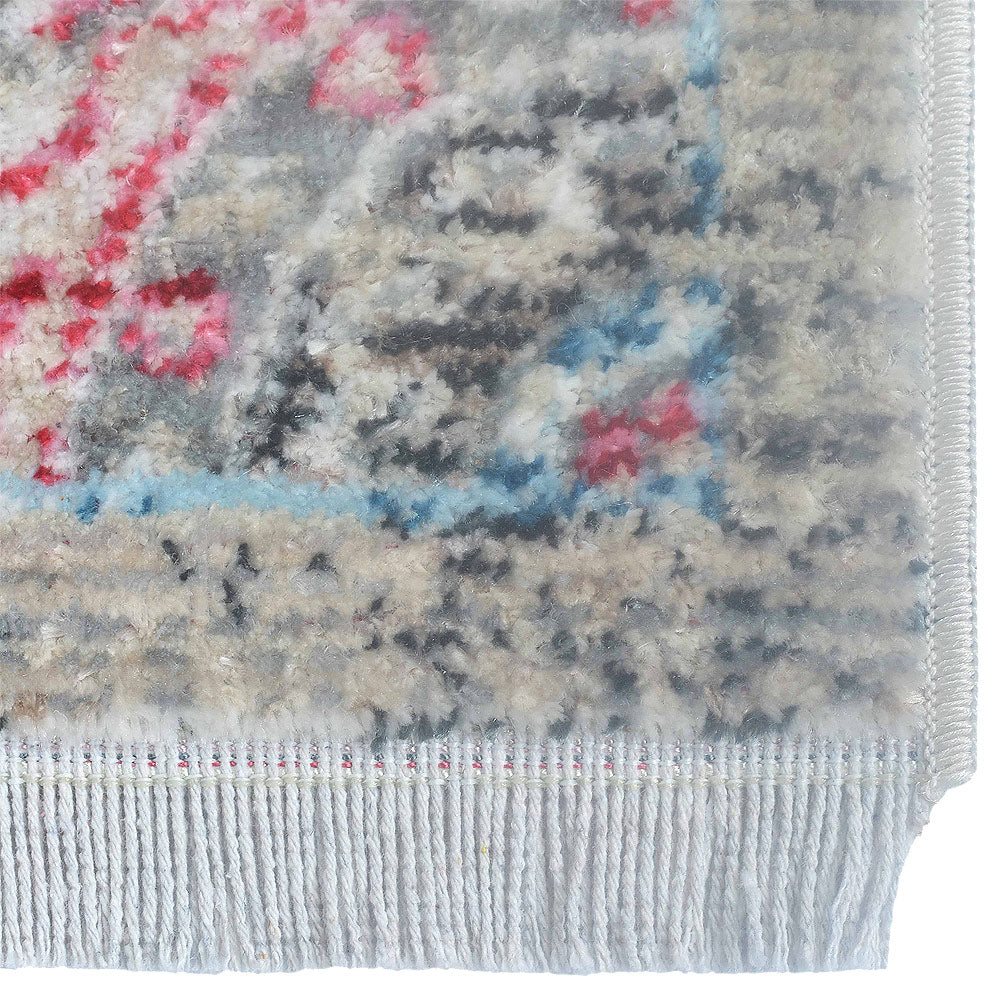 Machine Woven Crossweave Polyester Area Rug Oriental Beige Blue M00089