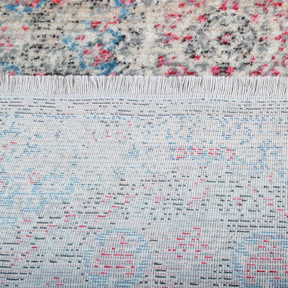Machine Woven Crossweave Polyester Area Rug Oriental Beige Blue M00089